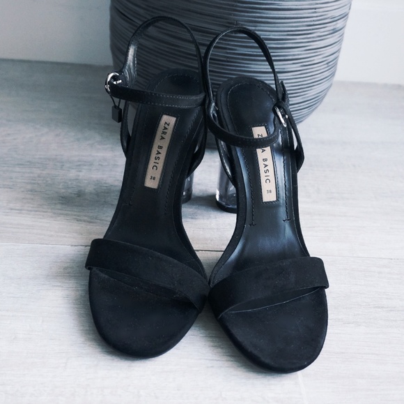 Zara Shoes - ZARA Suede/Transparent Block Heels Zara Shoes - ZARA Suede/Transparent Block Heels